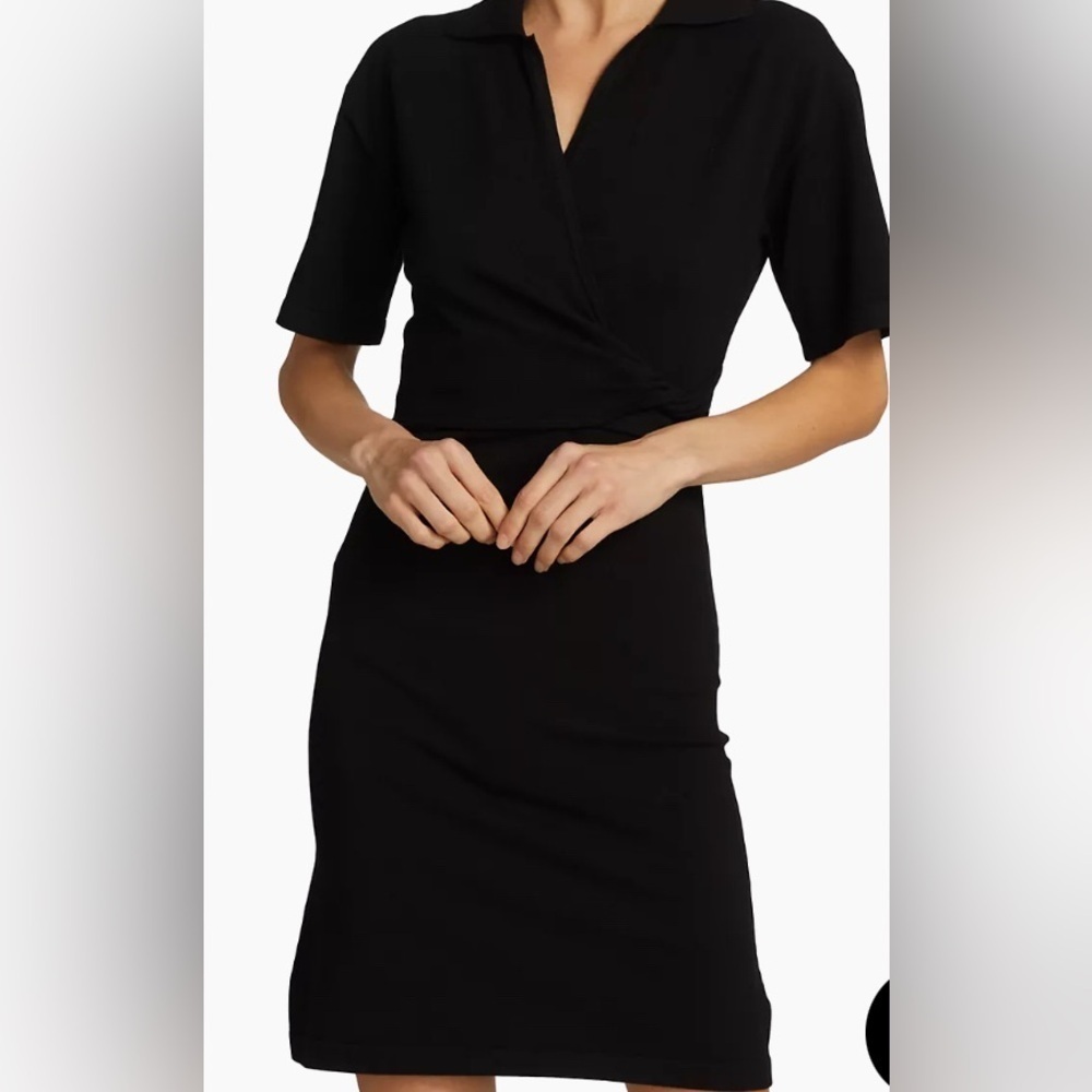 NWT Derek Lam 10 Crosby Raylen Twist Short-Sleeve Black Dress (Medium) - Picture 2 of 13